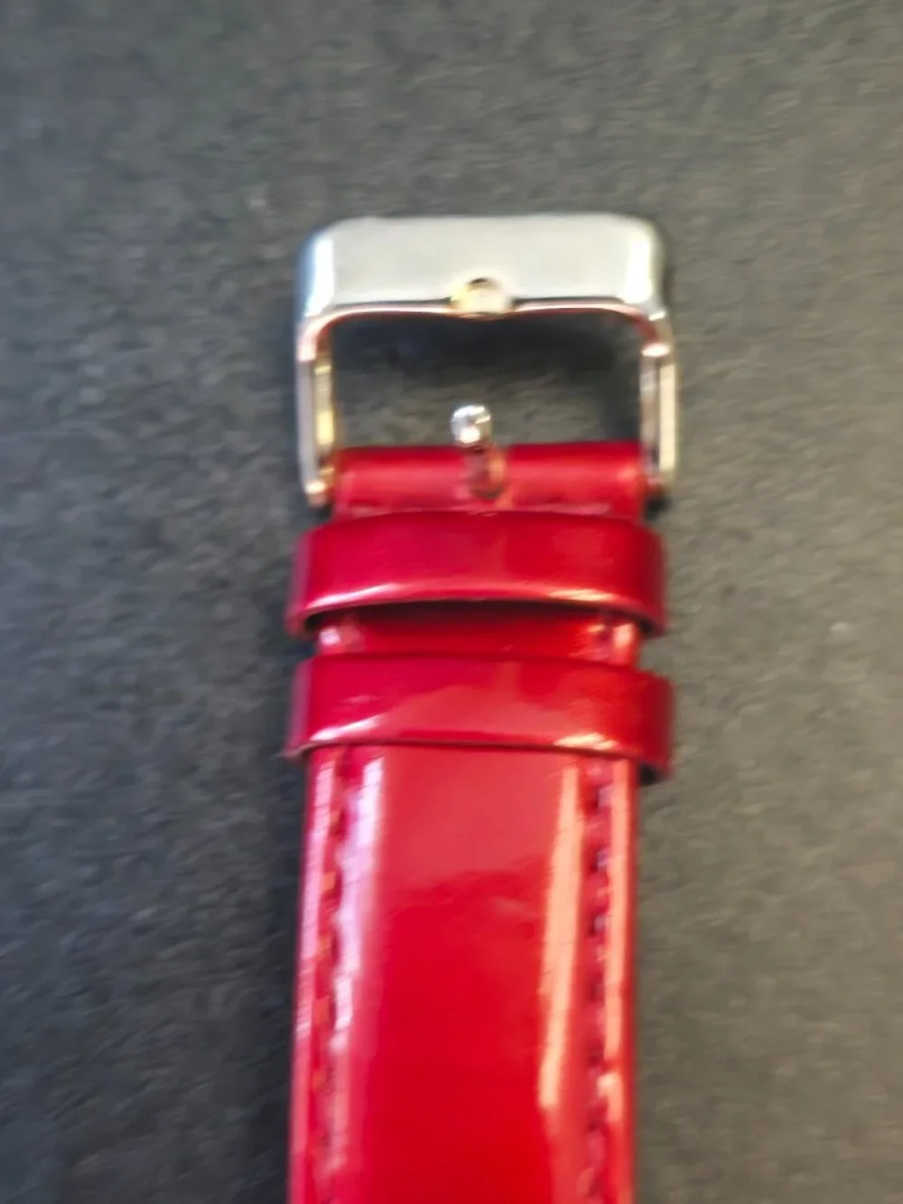 Red Patten Leather Wrist Watch with Roman Numerals